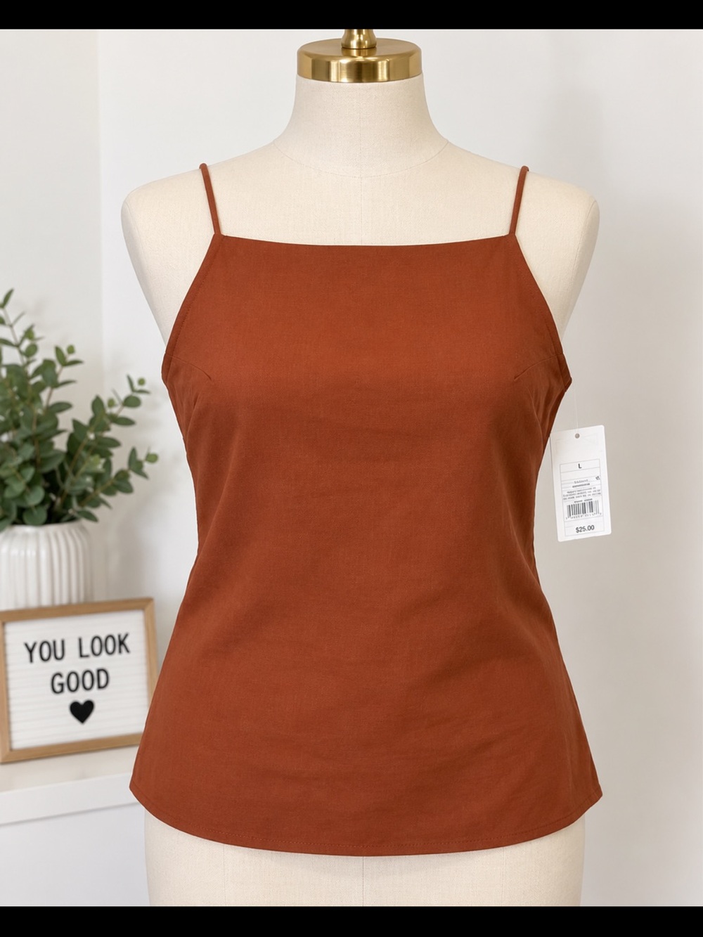 a new day Rust Square-Neck Spaghetti Strap Cami